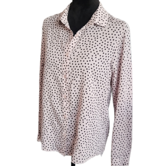 Bar III Front Row Tan Polka Dot Button Down Shirt Size Small - Picture 2 of 6
